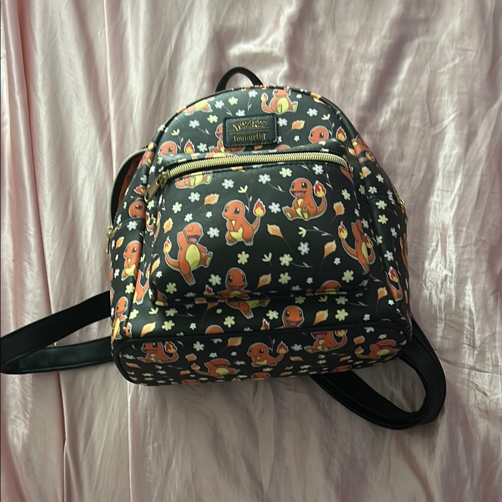 Loungefly Charmander Black Backpack with Floral Design